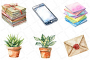 Watercolor Office Time Clipart Bundl, a Texture Illustration by DreamPrint404 (Thumbnail 3 of 6)