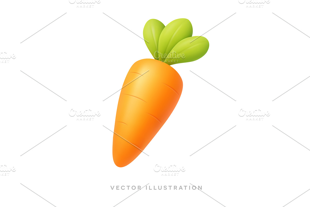 Fresh orange carrot with green, a Food Illustration by GraphiShop