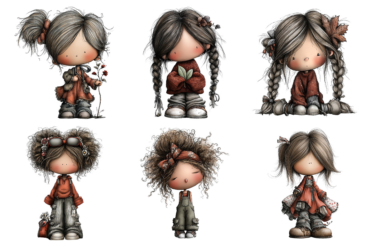 Retro Girls Clipart, an Illustration by Daily.Designs (Photo 3 of 5)