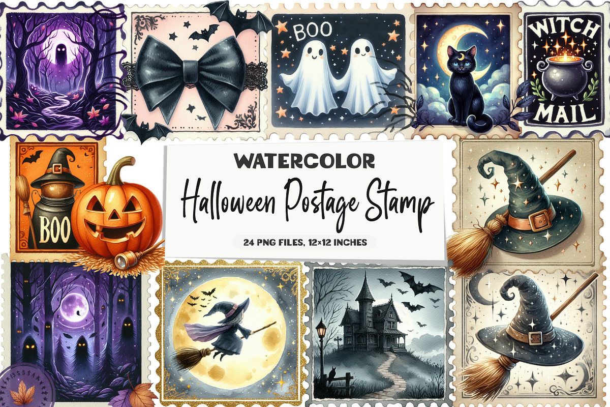 Halloween Postage Stamp Clipart, an Illustration by DreamArtGraphic (Photo 1 of 5)