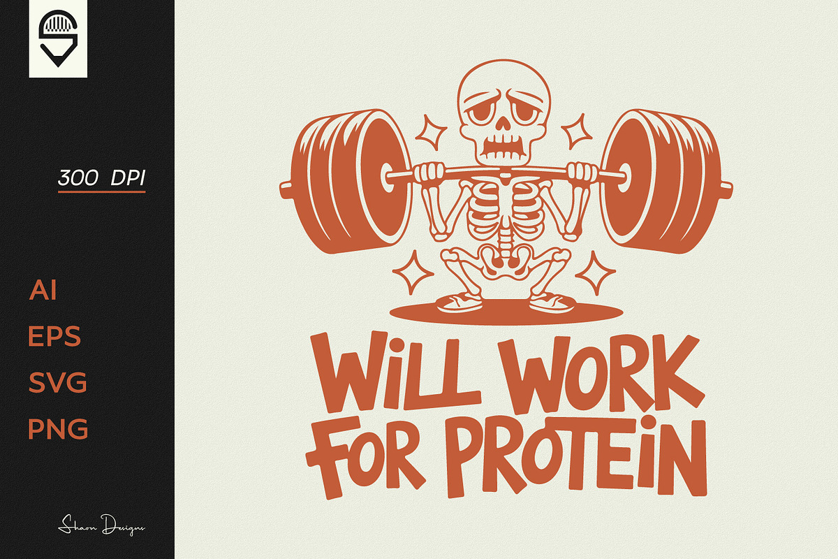 Funny skeleton lifting barbell, a Sport Illustration by shaondesigns (Photo 1 of 6)