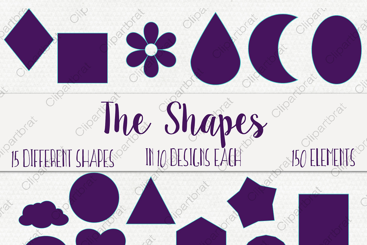 Basic Shapes Elements Purple & Gold, an Object Graphic by ClipartBrat Graphics (Photo 2 of 4)