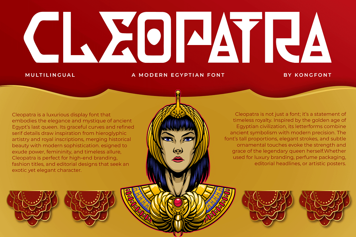 Cleopatra – Modern Egyptian Font, a Serif Font by overlaytemplates (Photo 1 of 5)