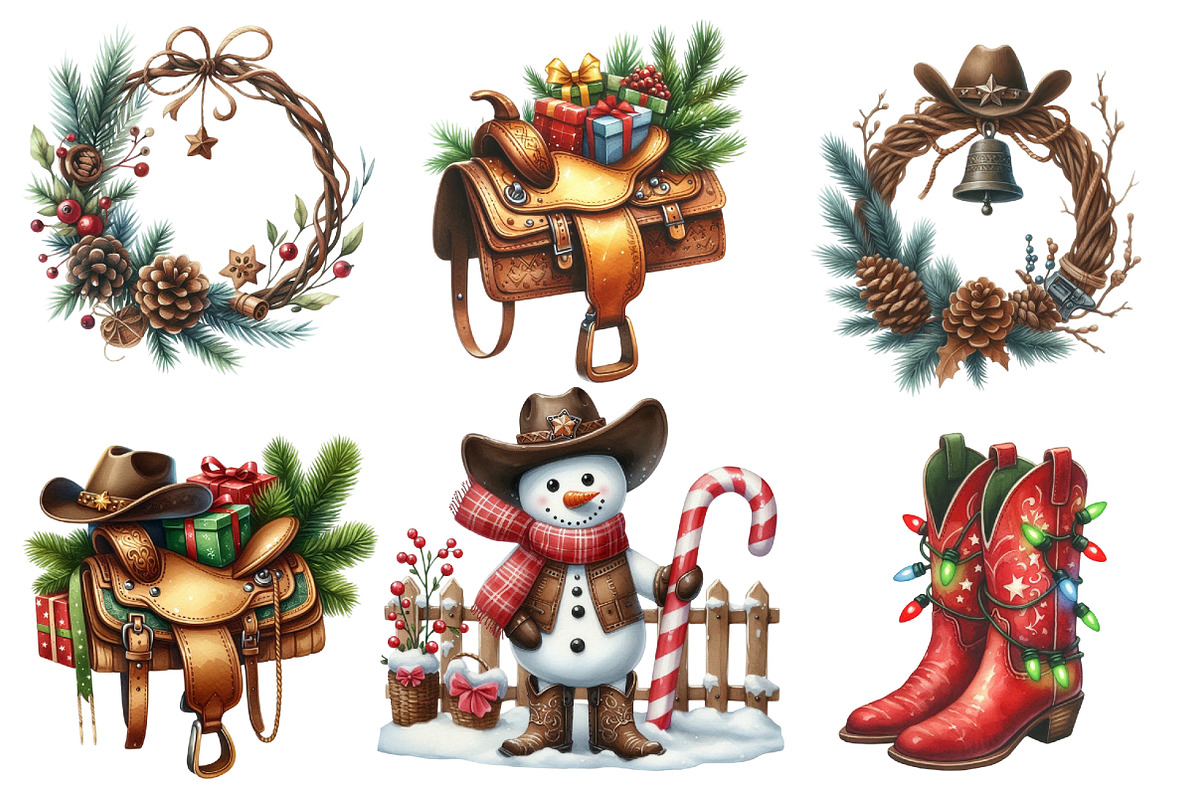 Christmas western clipart, an Illustration by Designworld (Photo 5 of 6)