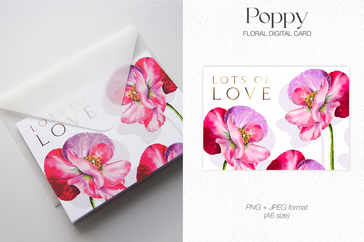 Pink watercolor digital Poppy flower, a Decorative Illustration by Harmony Draws (Photo 4 of 6)