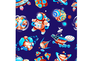 Seamless Pattern With Space Theme