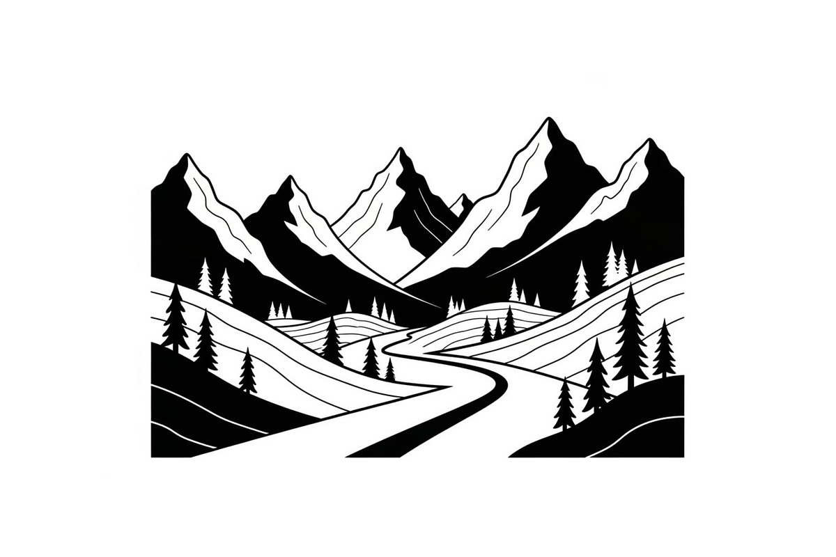 50 Mountain Landscape Silhouette Bun, an Illustration by Designer_Momina (Photo 8 of 51)