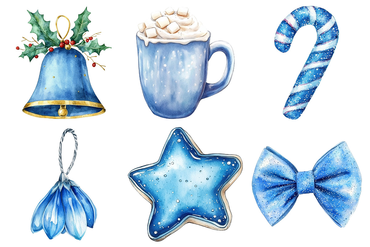 Blue Christmas Clipart Sublimation, an Illustration by Daily.Designs (Photo 4 of 5)