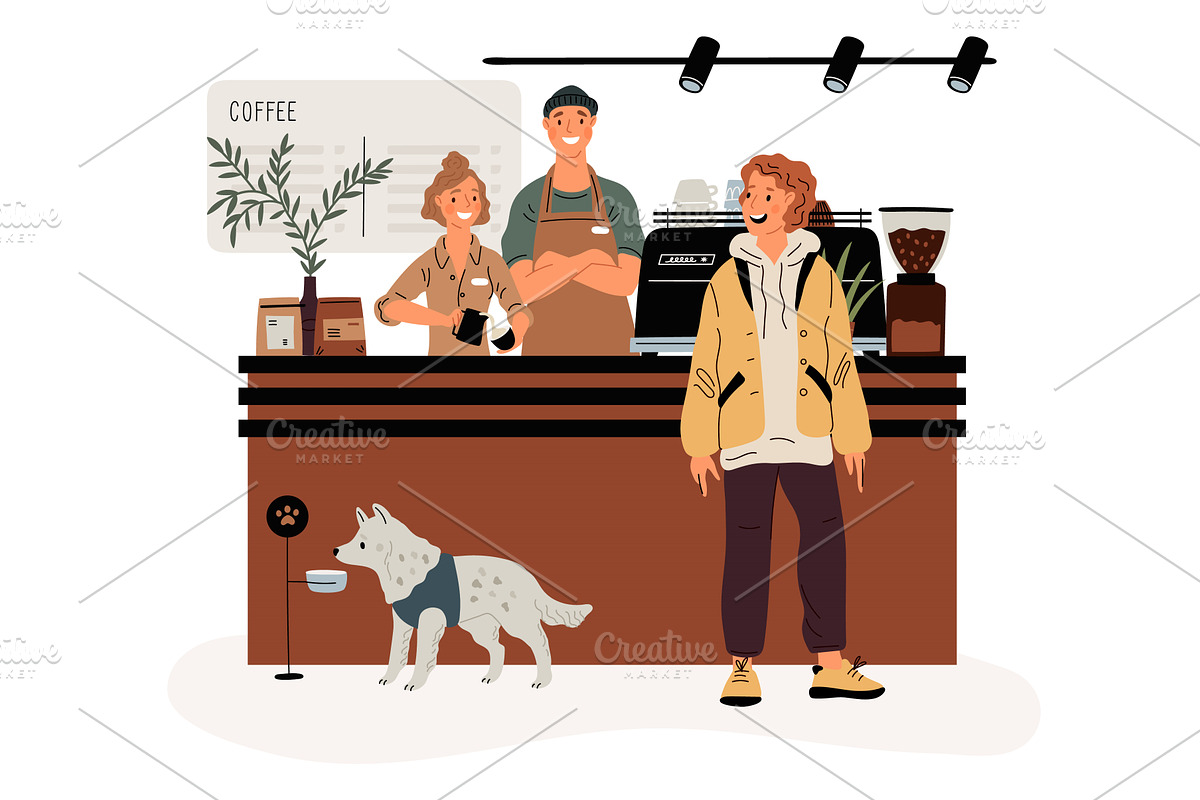 Coffee shop visitors. Restaurant, a Food Illustration by Vectorbuum