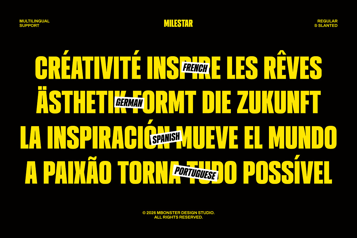 Milestar – Bold Condensed Sans Serif, a Sans Serif Font by Mbonster Design Studio (Photo 17 of 19)