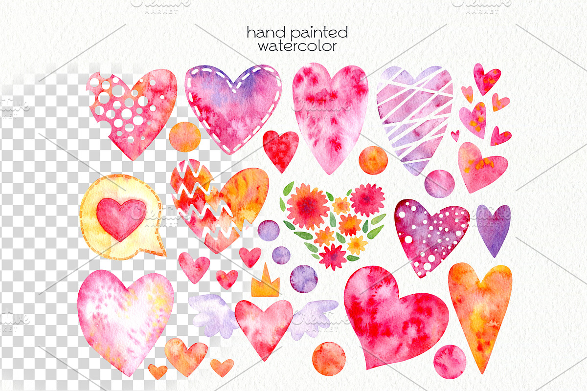 Valentines Day. Hearts, a Decorative Illustration by OllyKo Art (Photo 2 of 11)