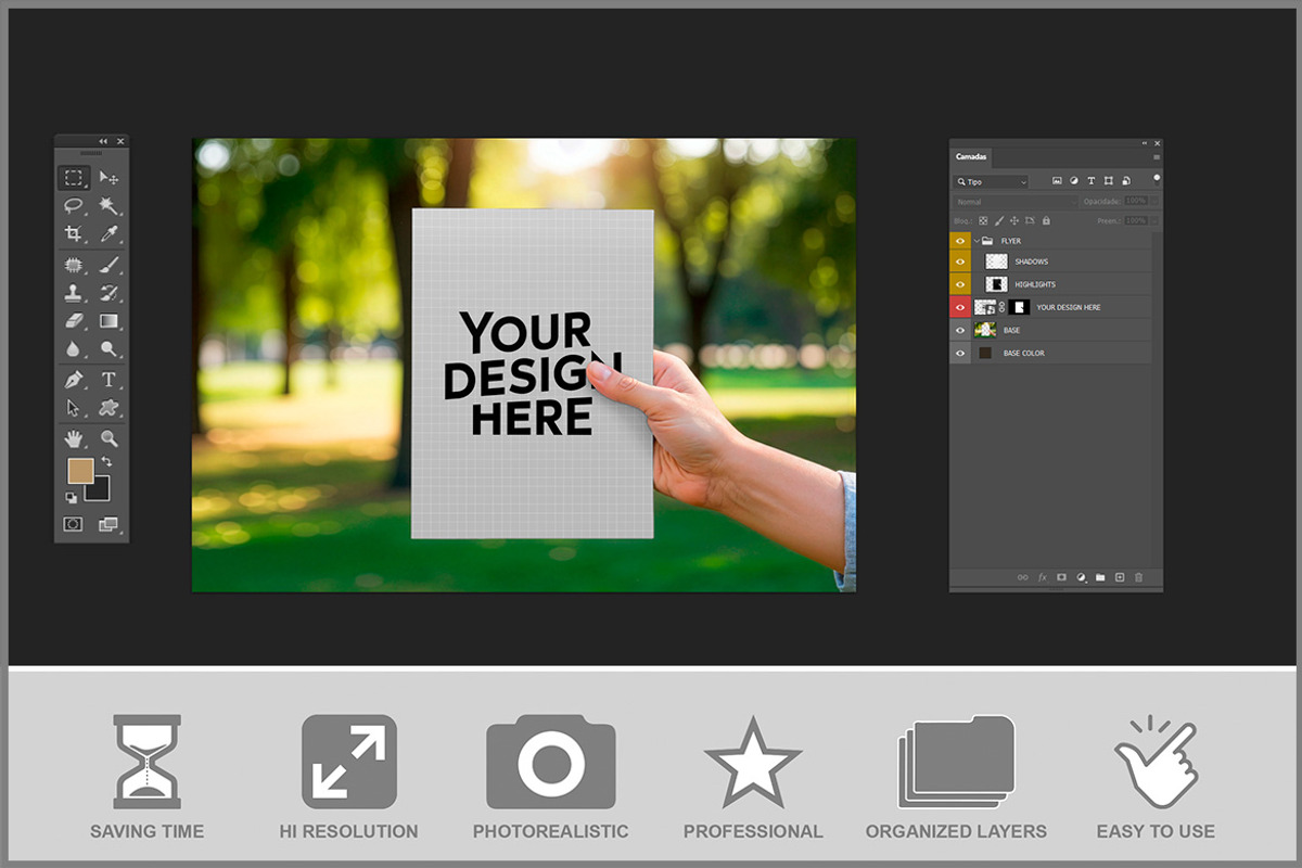 Outdoor Hand Held Paper Mockup PSD, a Product Mockup by Bruno's Shop (Photo 3 of 4)