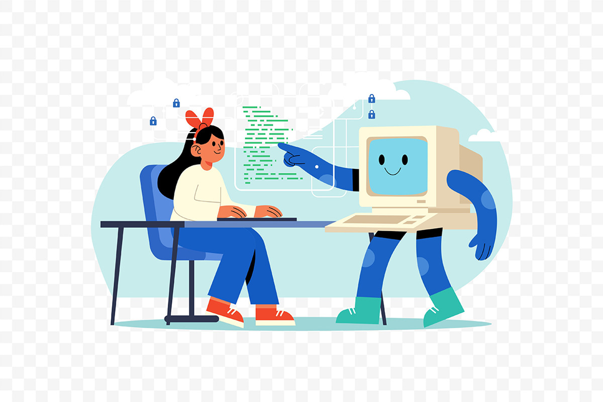 Human and AI Analyzing Data Chart, a Work Illustration by Partikusi Design (Photo 3 of 3)