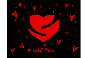 Happy Valentine's Day. Hands hug the, an Object Illustration by Nenahliadava Design