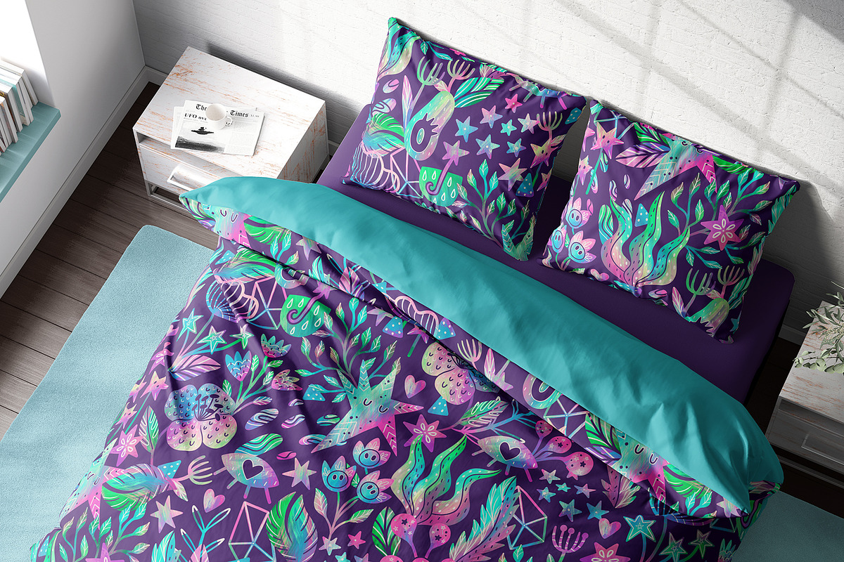 Vibrant Floral Space Pattern, a Pattern Graphic by Velliniki (Photo 7 of 10)