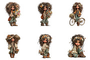 Spring Boho Girls Whimsical Cliparts, a Seasonal Illustration by CreationArt (Thumbnail 4 of 5)