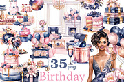 Happy Birthday Clipart Set, a Person Illustration by GlamArtZhanna (Thumbnail 1 of 5)