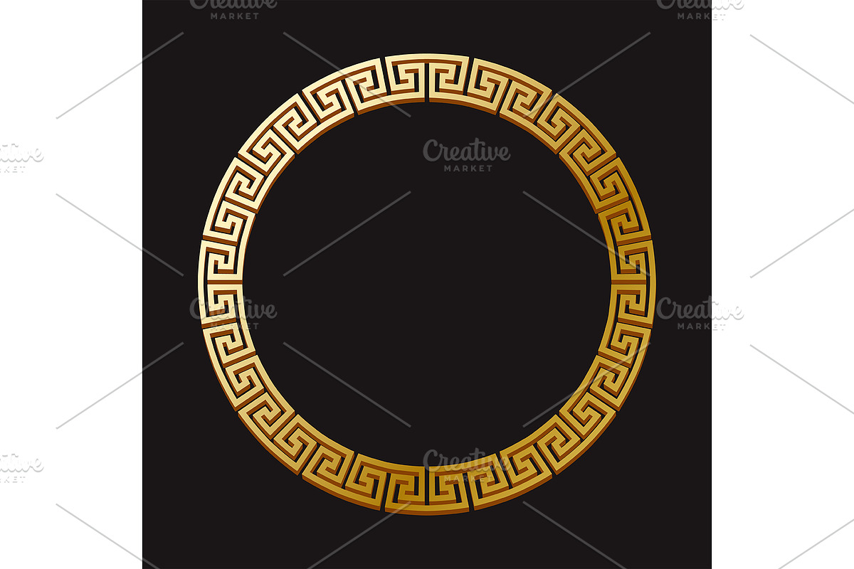 Circle gold Greek ornament, a Decorative Illustration by Elen_Art