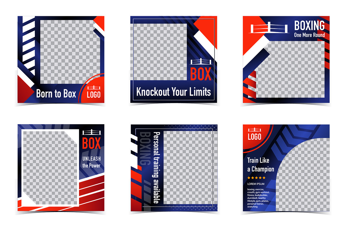 Editable Boxing Frame Template Set, a Social Media Template by Lettering_Logo