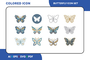 Colorful Butterfly Icon Pack, a Duotone Icon by Fontmine Studio