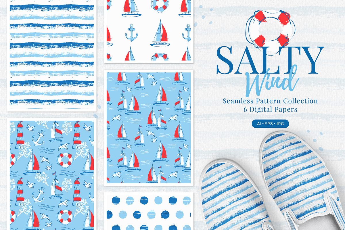 Salty Wind - Patterns Collection, a Pattern Graphic by JuliaMalinovskaya (Photo 1 of 5)