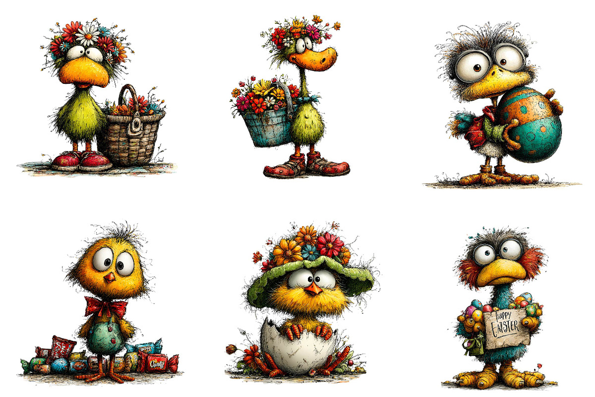 Funny easter bird clipart, an Illustration by CreationArt (Photo 3 of 7)