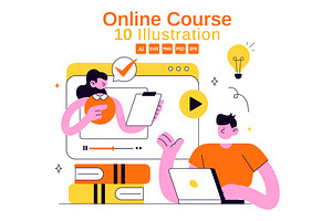 10 Online Course Vector Illustration, an Education Illustration by denayunebgt