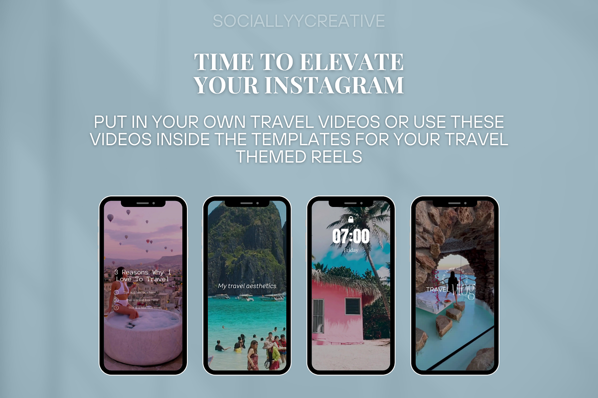 50 Instagram Travel Reel Templates, a Social Media Template by SociallyyCreative (Photo 3 of 10)