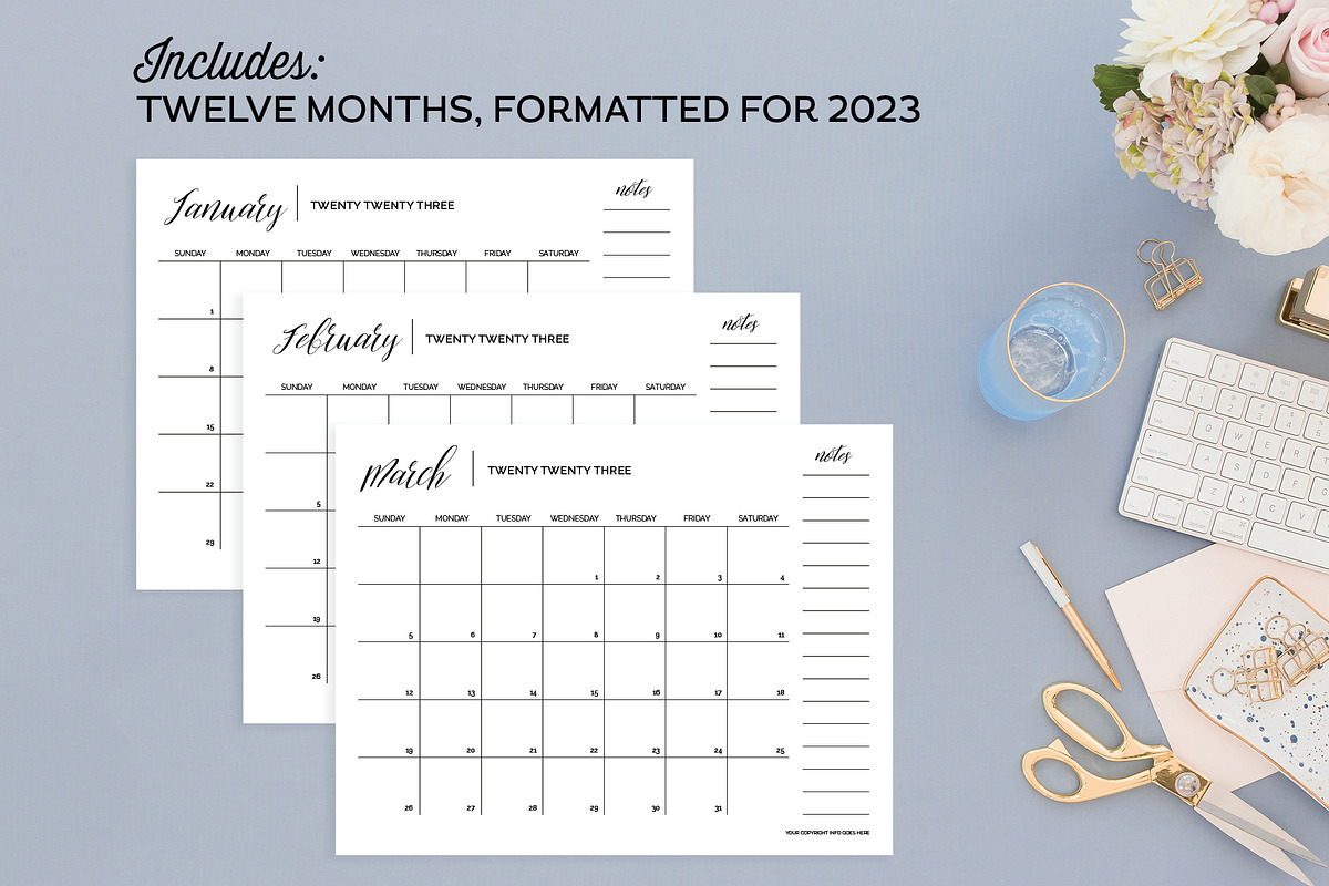 Calendar Templates for InDesign, a Templates & Theme by Michelle Hickey Design (Photo 1 of 5)