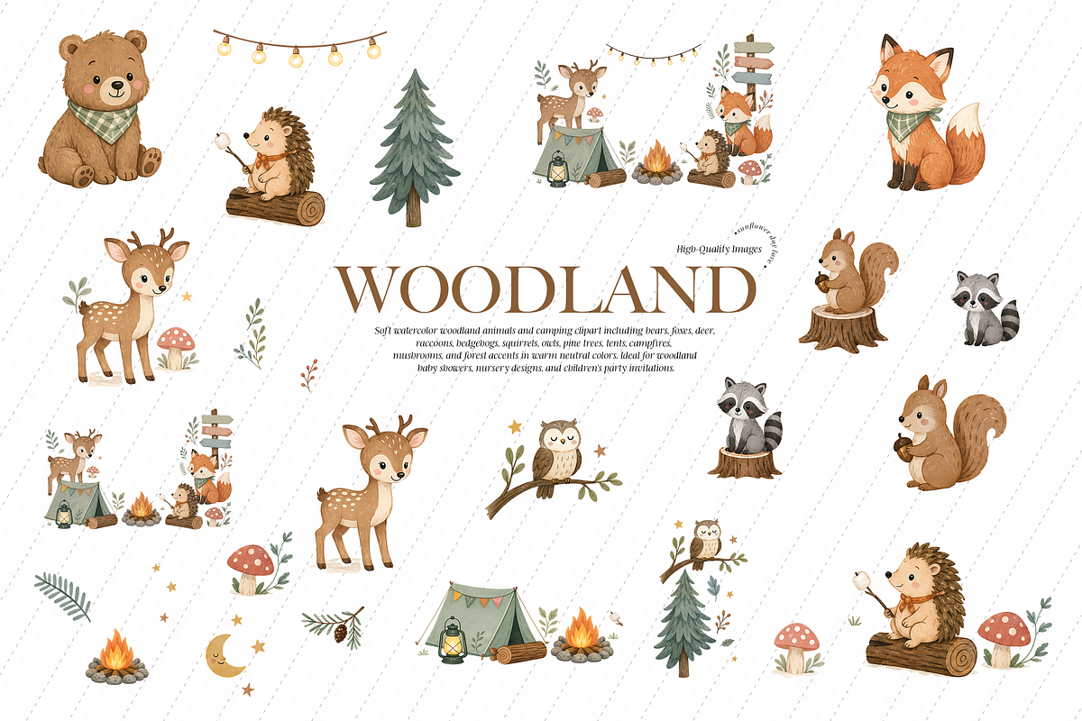 Cute Woodland Forest Animal Clipart, an Animal Illustration by Sunflower Day Love (Photo 2 of 4)