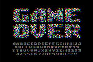 11Glitched Colorful Dots Alphabet