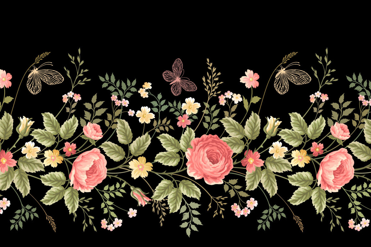 vector patterns with roses preview 2
