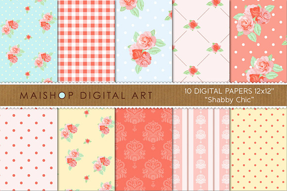 Digital Paper - Shabby Chic preview 4