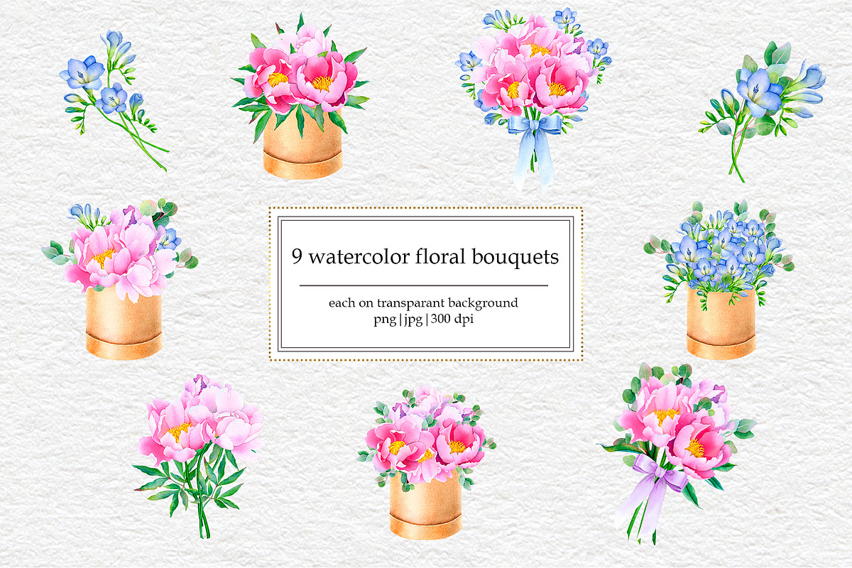 Watercolor Flower Garden Collection, an Illustration by SunnJaneArt (Photo 5 of 14)