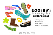 Cool Girl Accessories Illustrations, an Illustration by Liviana Shop (Thumbnail 1 of 2)