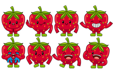 Strawberry Mascot Vector Pack