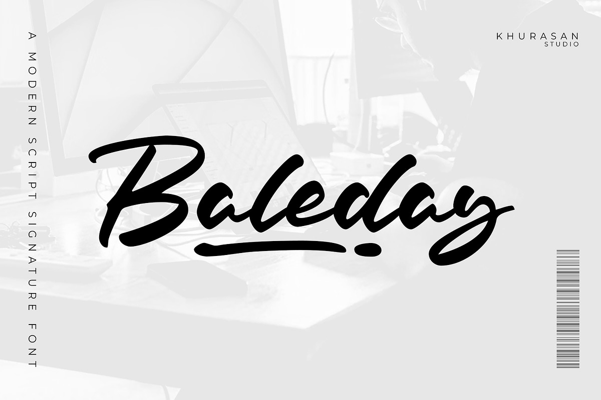 Baleday - A Modern Script, a Script Font by khurasan (Photo 1 of 7)