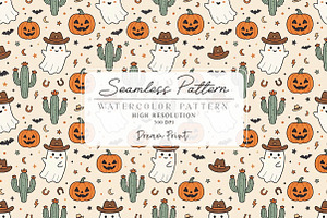 Spooky Halloween Seamless Pattern, a Texture Illustration by DreamPrint404