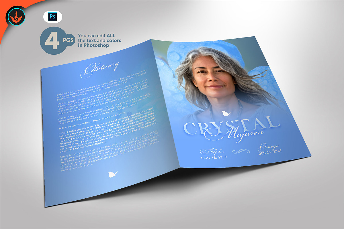 Blue Funeral Program