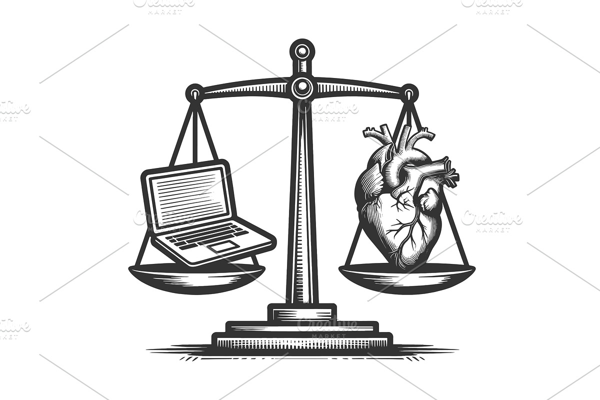 Balance Technology And Human Emotion, a Technology Illustration by AlexArt