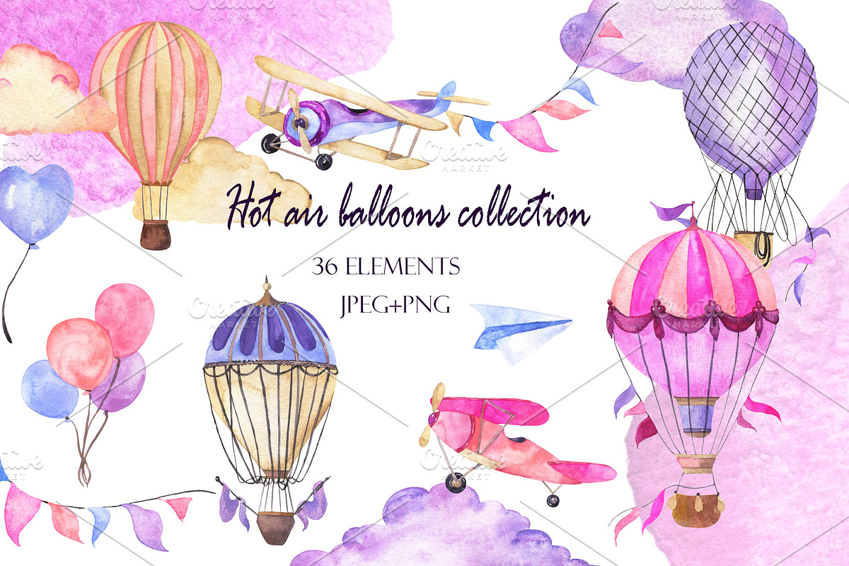 Pastel balloon set, an Illustration by Watercolor & sketches (Photo 1 of 7)