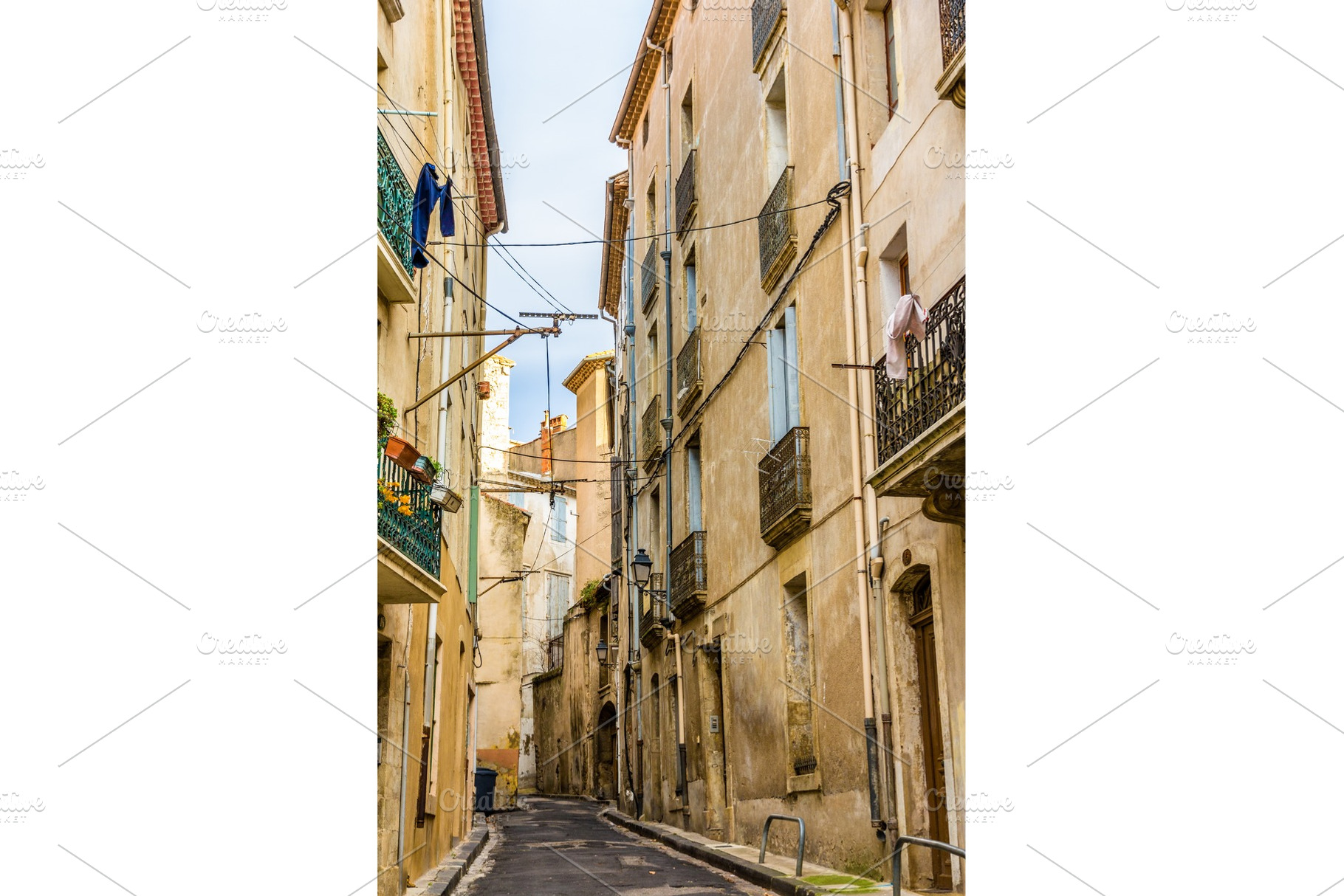 Street in the historic center of Beziers - France, an Architecture Photo by Leonid Andronov