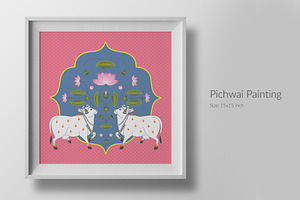 A Beautiful Cow Pichwai Painting