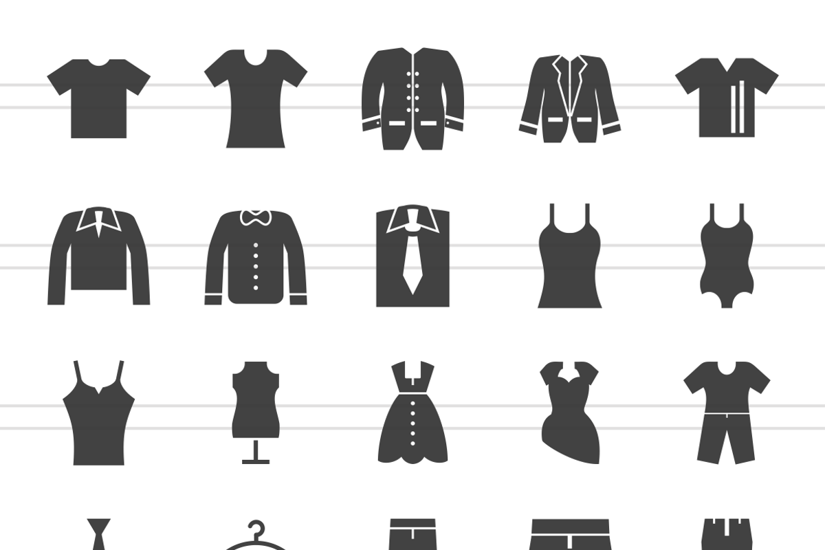 50 Clothes & Fashion Glyph Icons preview 2