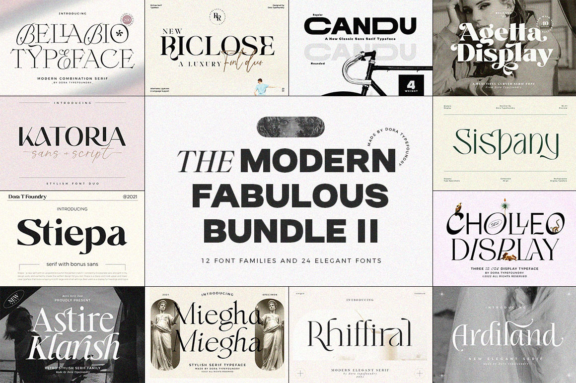 Modern Fabulous Bundle Vol.2, a Serif Font by Dora Typefoundry