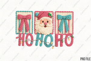Crochet Pink Christmas Ho Ho Ho PNG, an Illustration by CraftArtStudio