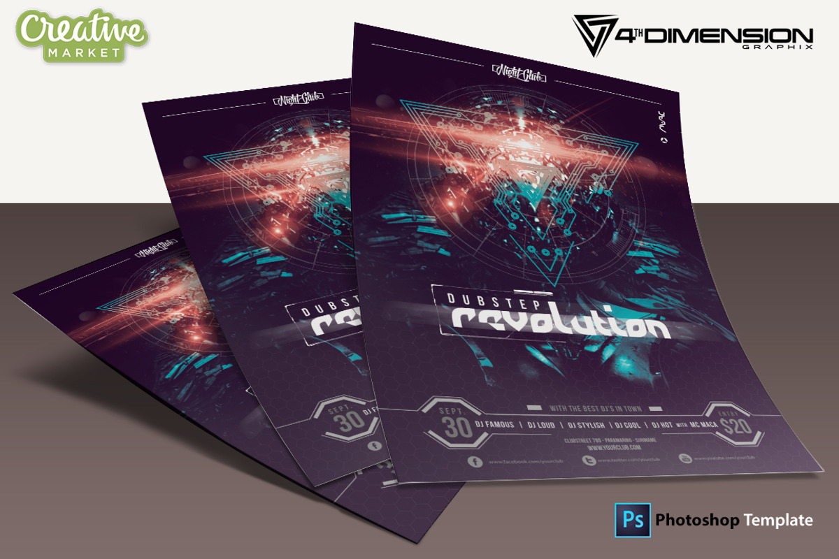 Dubstep Revolution Flyer Template, a Flyer Template by Ravi Rajcoomar (Photo 3 of 3)