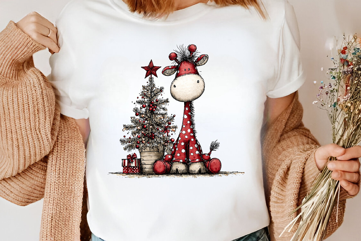 Whimsical Christmas Giraffe Clipart, an Illustration by Canvas Craft (Photo 4 of 6)