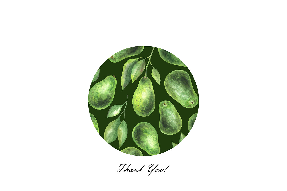 Watercolor Avocado Seamless Patterns, a Food Illustration by OlDm_Shop (Photo 10 of 10)