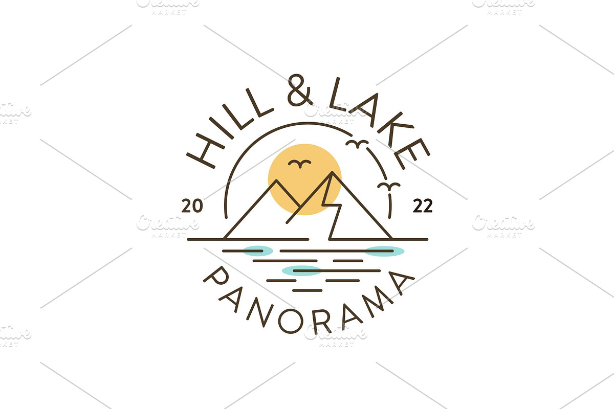 Hill & Lake Panorama Logo, a Work Illustration by Buqancreative